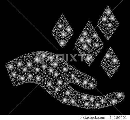 Bright Mesh 2D Ethereum Offer Hand with Flash... - Stock Illustration ...