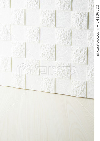 方格的牆壁白色木地板背景材料 54186523