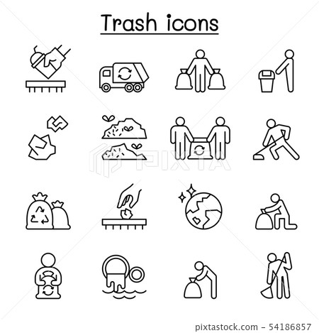 Trash, garbage, rubbish, dump, refuse icon set in 54186857