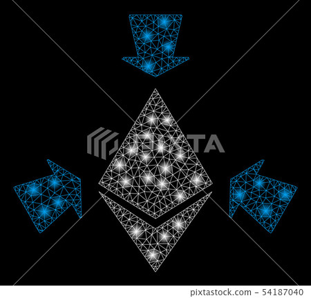 Bright Mesh Wire Frame Ethereum Collect Arrows with Flash Spots 54187040