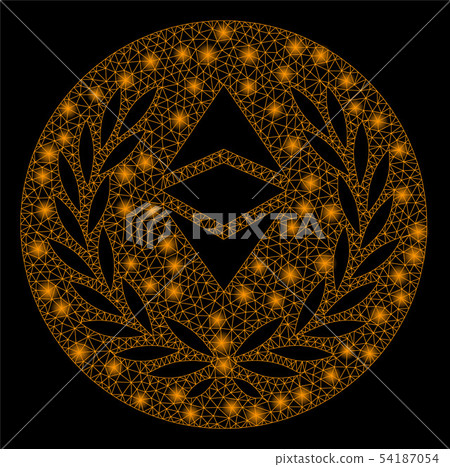 Bright Mesh Wire Frame Ethereum Classic Laurel Coin with Light Spots 54187054