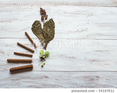Various stages in the production of cigars.  54187612