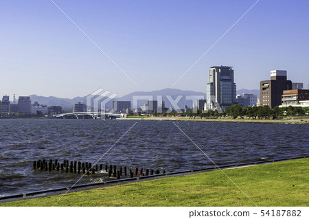 View of Lake Shinji and Matsue City from Shimane Prefectural Art Museum, Matsue City, Shimane Prefecture 54187882