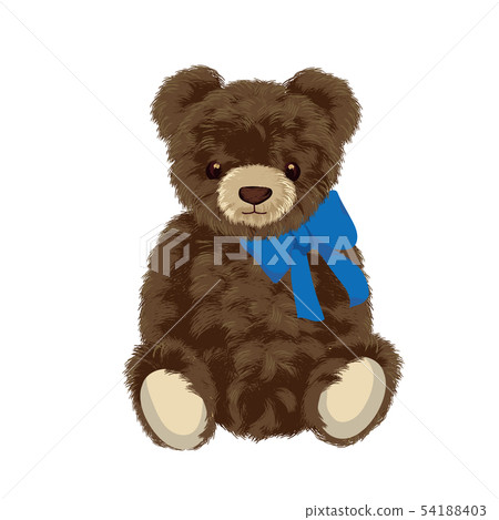 Teddy bear illustration wrapped ribbon Teddy bear illustration wrapped ribbon 54188403