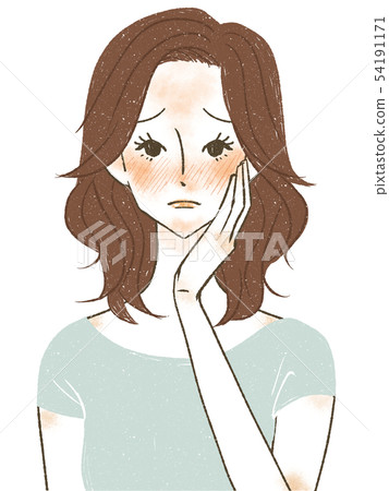 Women suffering from blushing face 54191171