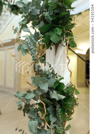 Beautiful wedding huppah decorated with fresh Beautiful wedding huppah decorated with fresh 54191504