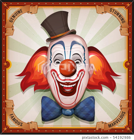 Vintage Circus Poster With Clown Head Vintage Circus Poster With Clown Head 54192986