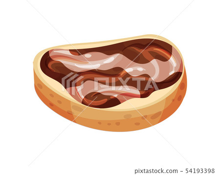 Bread with chocolate and nut paste. Vector illustration on white background. 54193398