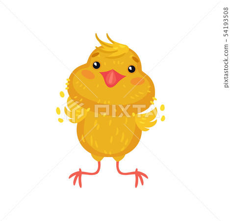 Little yellow chick jumps. Vector illustration on white background. Little yellow chick jumps. Vector illustration on white background. 54193508