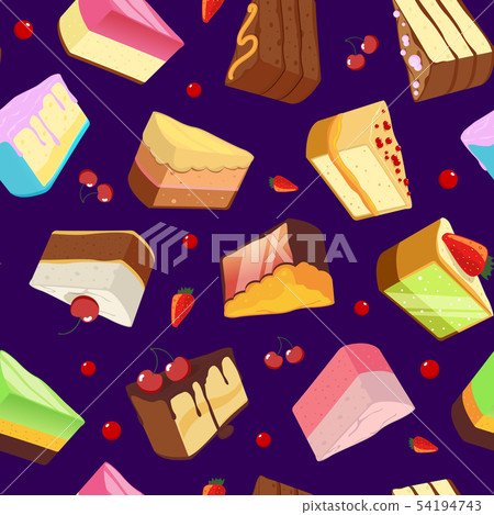 Seamless pattern with sweets and cakes isolate... - Stock Illustration ...