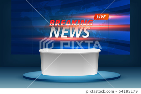 breaking news on the lcd tv in the news studio breaking news on the lcd tv in the news studio 54195179