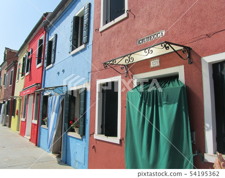 Colorful houses in Burano island in Venice Italy 54195362