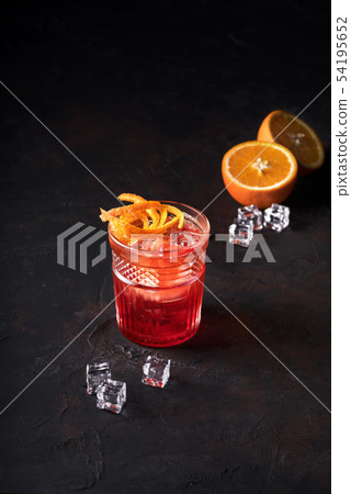 Negroni Cocktail with Orange Twist and Pin, on Negroni Cocktail with Orange Twist and Pin, on 54195652