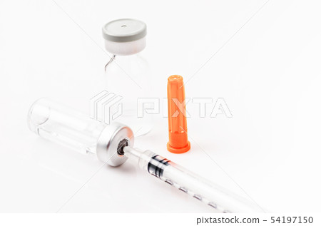 Vaccine vial dose with needle syringe. 54197150