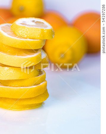 Fruits composition of oranges, yellow lemons and 54197286