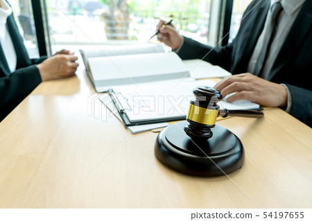 Judge or lawyer talking  with team 54197655