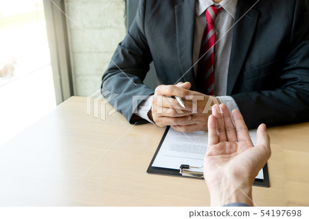 Job interview businessman listen to New staff Job interview businessman listen to New staff 54197698