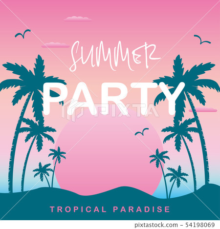 Gradient background with silhouettes of palm trees 54198069