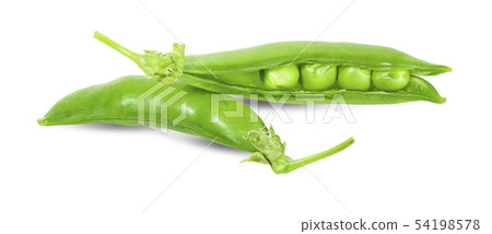 Fresh green pea pod with beans isolated on white Fresh green pea pod with beans isolated on white 54198578