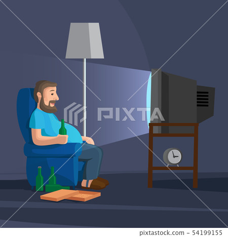 Cartoon Man Watching TV Cartoon Man Watching TV 54199155