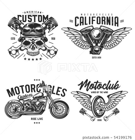 Set of biker and motorcycle emblems 54199176
