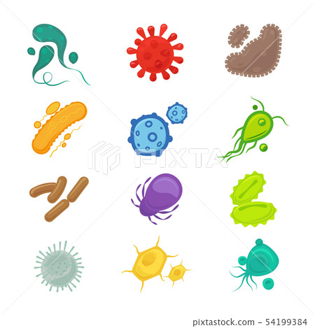 Bacteria and virus icons 54199384