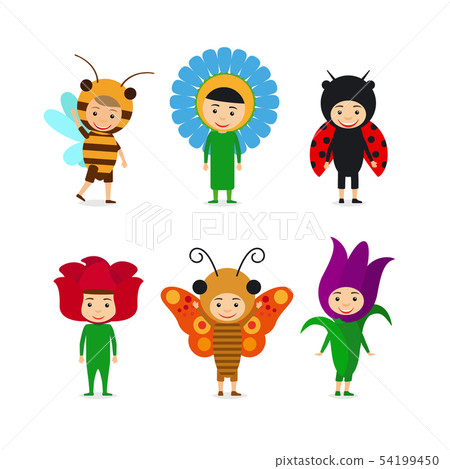 Kids in insect and flower dresses 54199450
