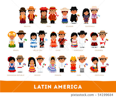 Latin Americans in national clothes. Latin Americans in national clothes. 54199684