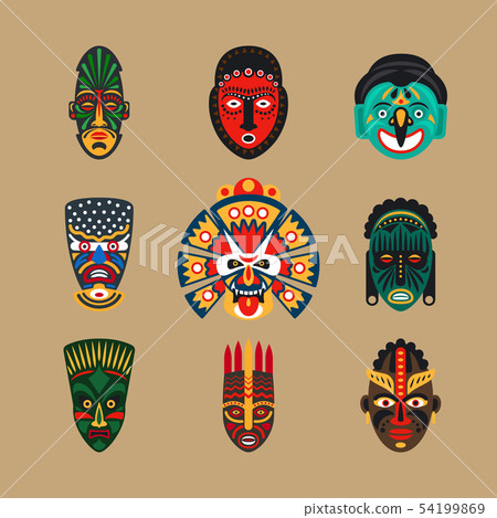 Ethnic mask icons Ethnic mask icons 54199869