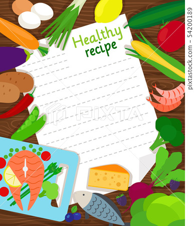 Healthy food cooking recipe paper - Stock Illustration [54200189] - PIXTA