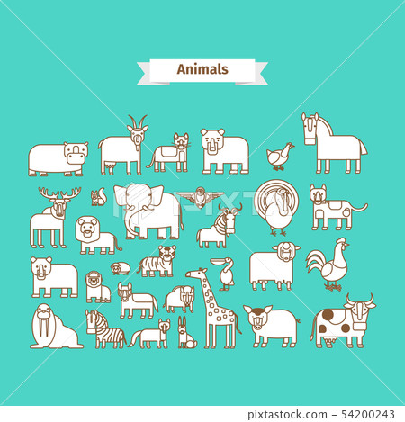 Animals Line Art Vector Icons 54200243