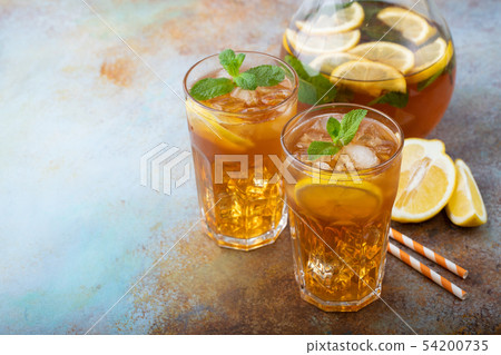 Traditional iced tea with lemon. Traditional iced tea with lemon. 54200735