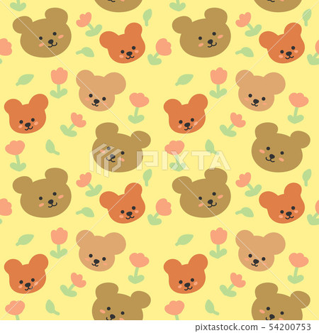 seamless pattern with bear.hand drawn teddy bear 54200753