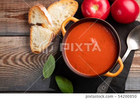 Homemade tomato soup with Basil. Homemade tomato soup with Basil. 54200850