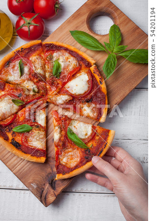 Delicious Italian pizza Margherita. Delicious Italian pizza Margherita. 54201194