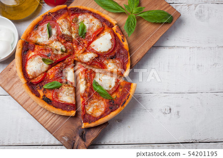 Delicious Italian pizza Margherita. Delicious Italian pizza Margherita. 54201195