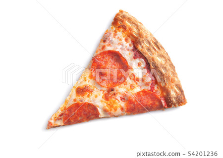 Slice of italian Pepperoni Pizza isolated on white 54201236