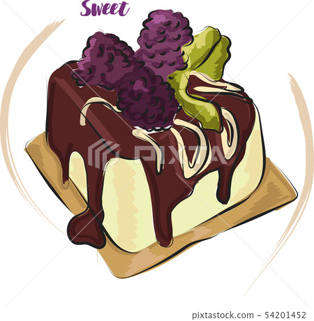 Chocolate cake for birthdays and holidays,decorated with blackberries Chocolate cake for birthdays and holidays,decorated with blackberries 54201452