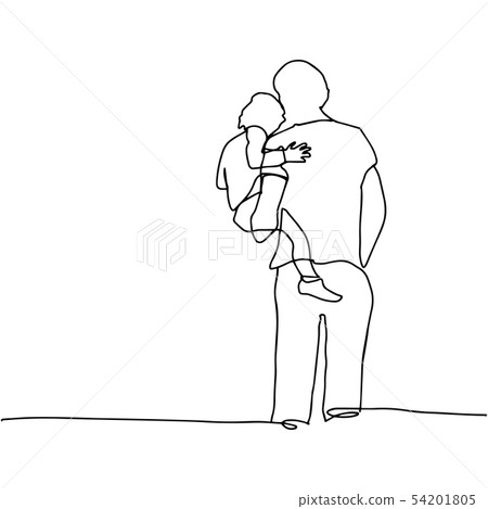 Father with child. Line art. Vector illustration. 54201805