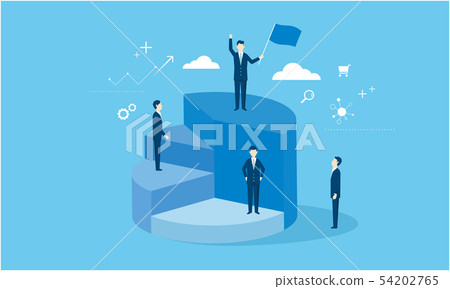 商人和餅圖，矢量圖 54202765