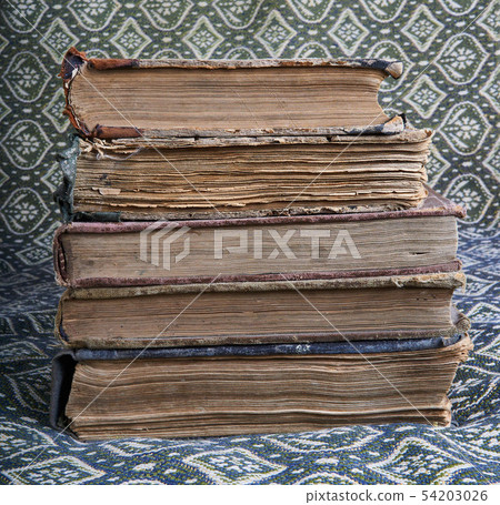composition of old books in a stack 54203026