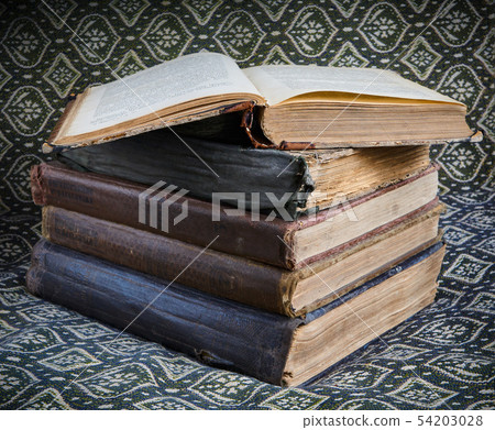 composition of old books in a stack composition of old books in a stack 54203028