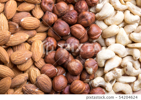 Cashew, Hazelnut and Almond Set. Healthy food. Cashew, Hazelnut and Almond Set. Healthy food. 54204624