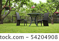 Garden rattan chairs and table with flower pot 54204908