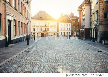 European style old town street in Pristina 54205692