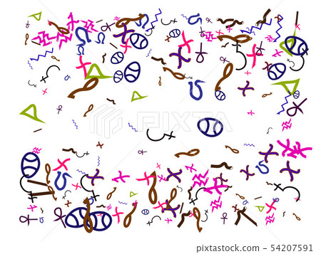 Egypt signs, hand drawn confetti abstract.  54207591