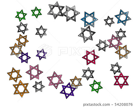 Colored confetti David stars, digital. Colored confetti David stars, digital. 54208076