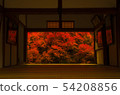 Autumn temple, colored leaves, red picture frame garden 54208856