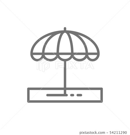 Beach umbrella, vacation equipment line icon. Beach umbrella, vacation equipment line icon. 54211290