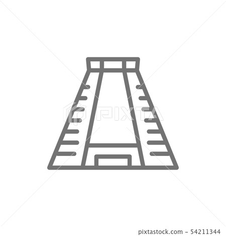 Chichen Itza, ancient mayan pyramid line icon. 54211344